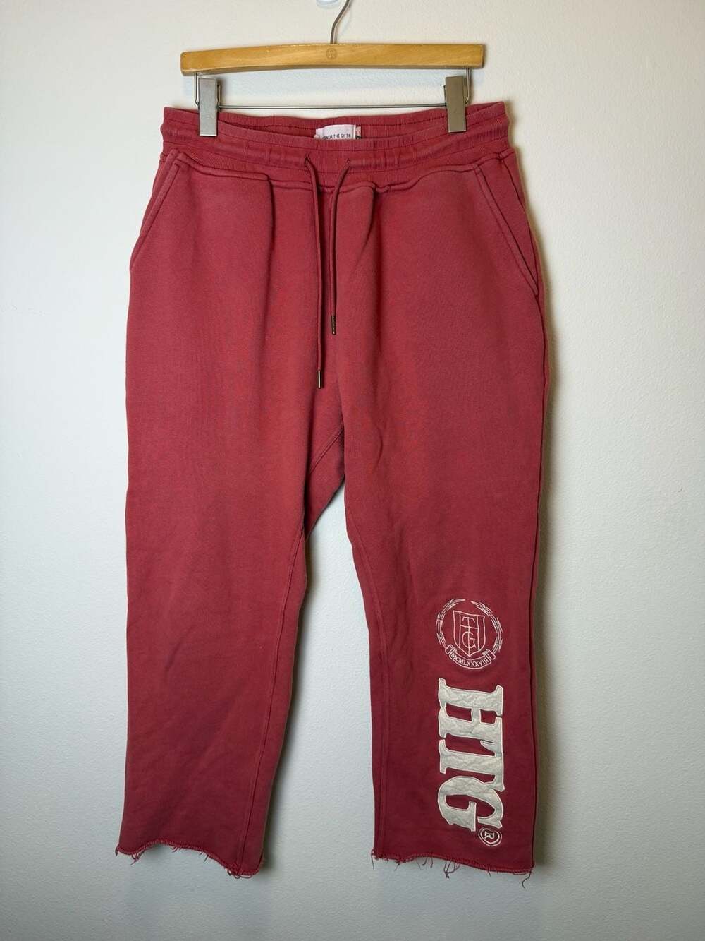 Honor The Gift Sweatpants Size XL Red Raw Hem Joggers